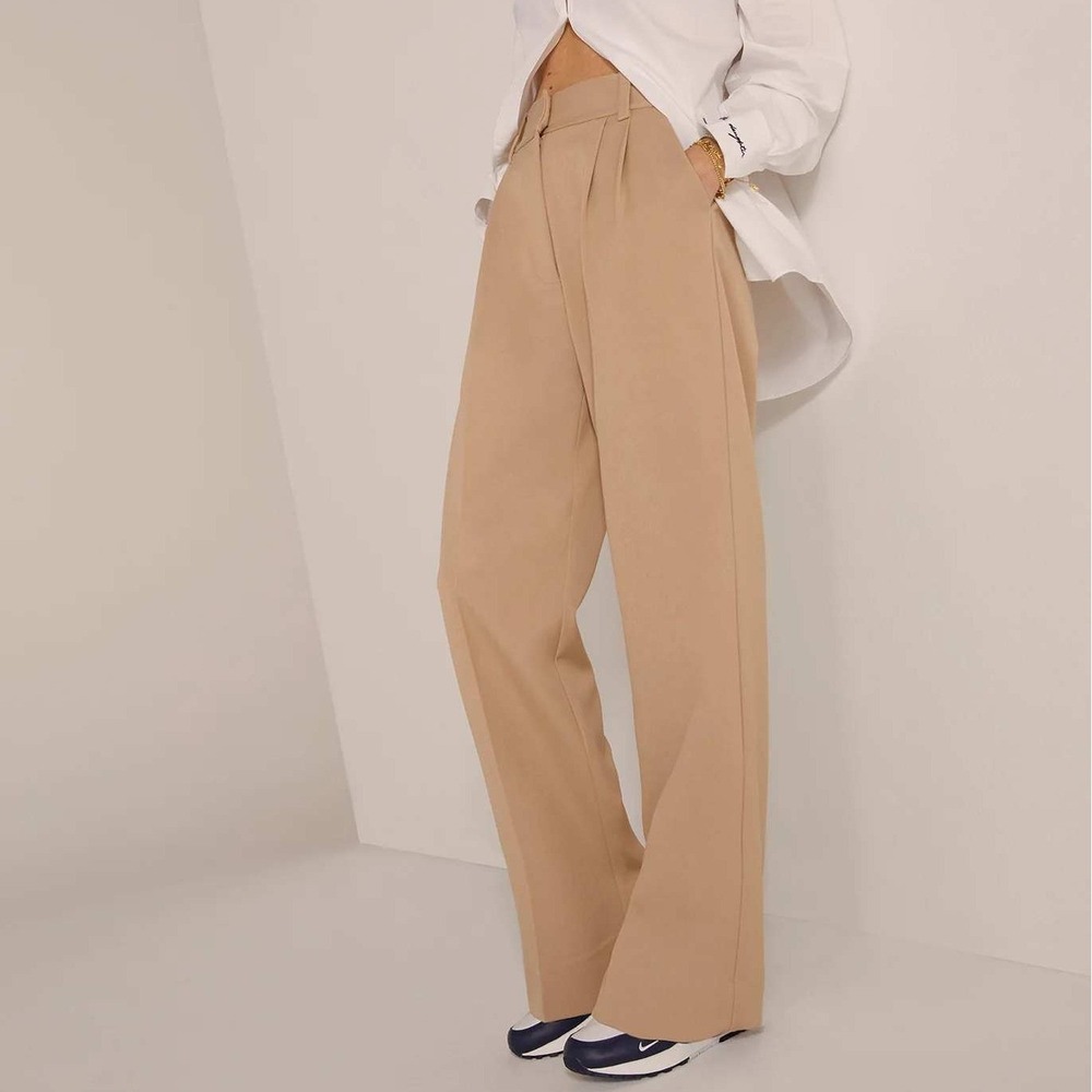 Favorite Daughter Beige The Petite Favorite Pants Trouser Wide Leg Size 6
